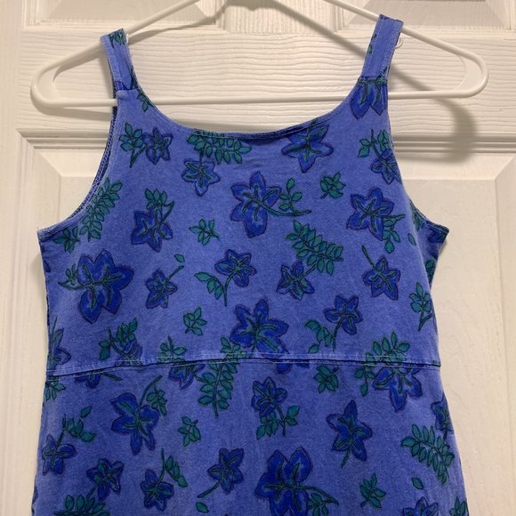 Fresh Produce Floral Dress Tank T-Shirt Cotton Blue Green Teal Fern Tropical M - Picture 10 of 12